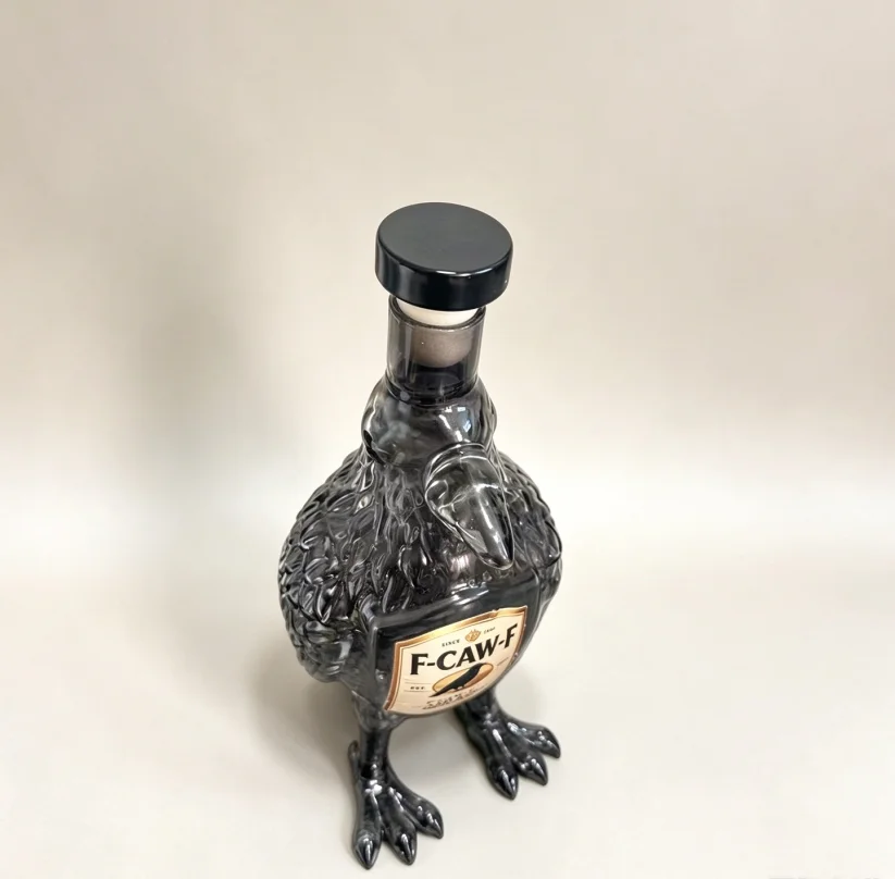 Figura de cuervo de cristal soplado a mano, botella de cristal vacía para licores, decantador creativo para exhibir en el hogar o en el bar, adorno decorativo, regalo navideño para hombres.