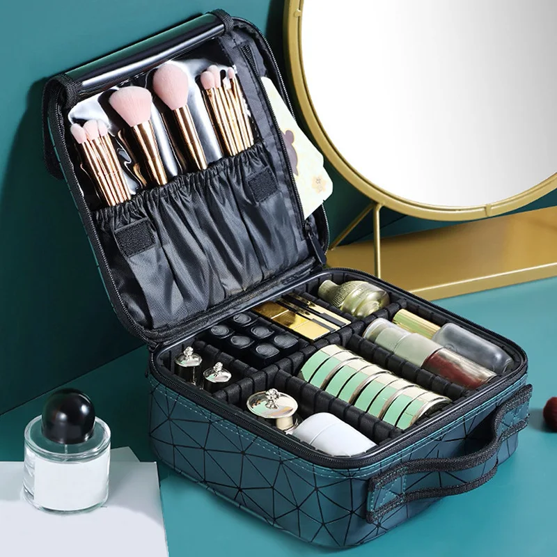 

Cosmetic Case Waterproof Partition Make Up Bag Large Capacity PU Portable Storage Box Wholesale Necessarie Feminina