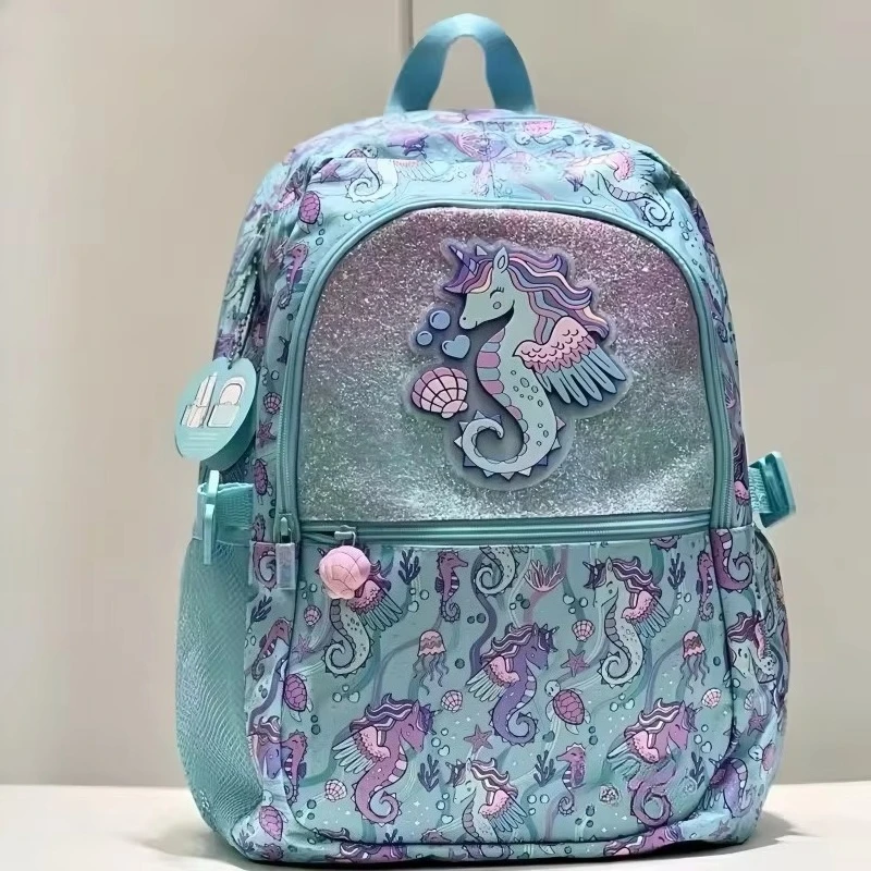 Australian Seahorse Unicorn Student Postman's Backpack Large-capacity Double-layer Pen Case Portable Lunch Bag Holiday Gift
