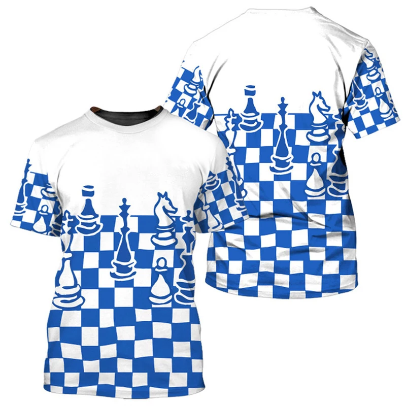 Fashion 3D Print Chess Board Player T-shirt Men's Clothing Novel Fashion Short Sleeve Breathable T Shirts Graffiti Design 2025
