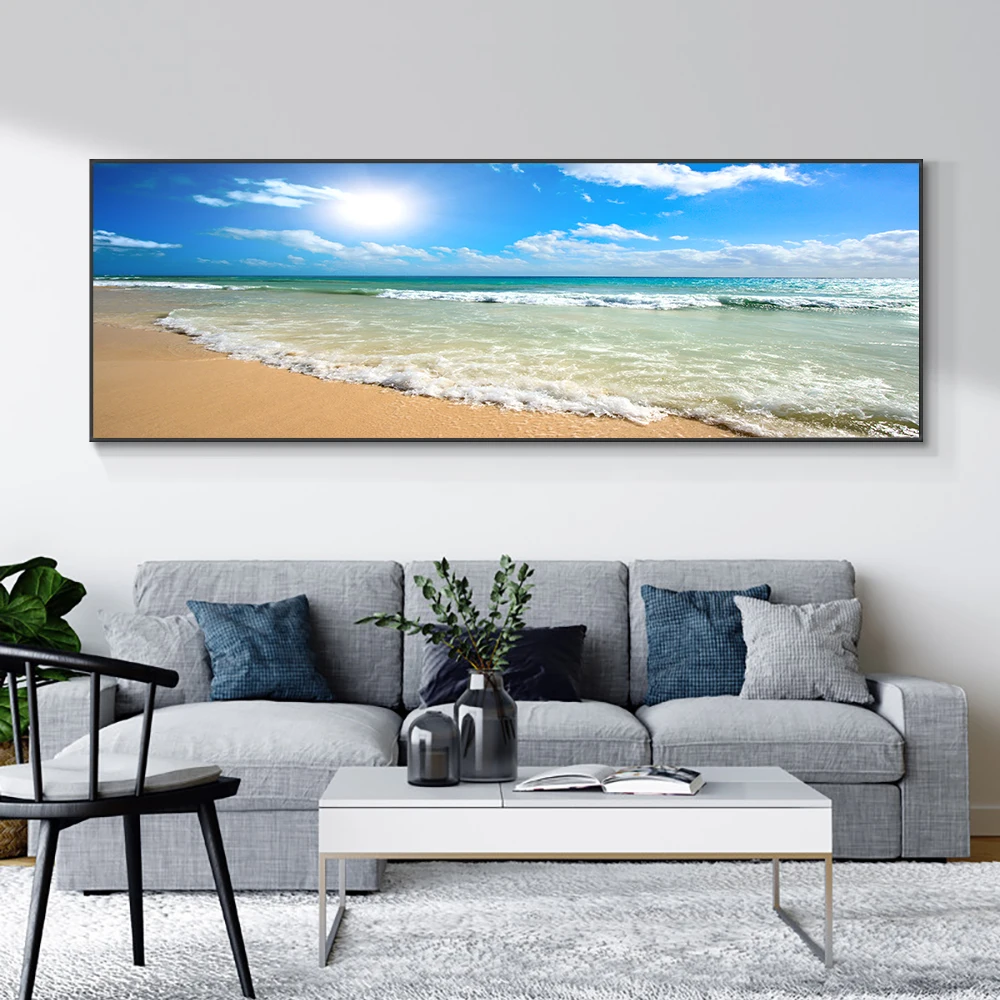 

Landscape Canvas Paintings Natural Beach Sky Clouds Sunset Sea Posters and Prints Wall Art Picture For Living Room Home Decorati