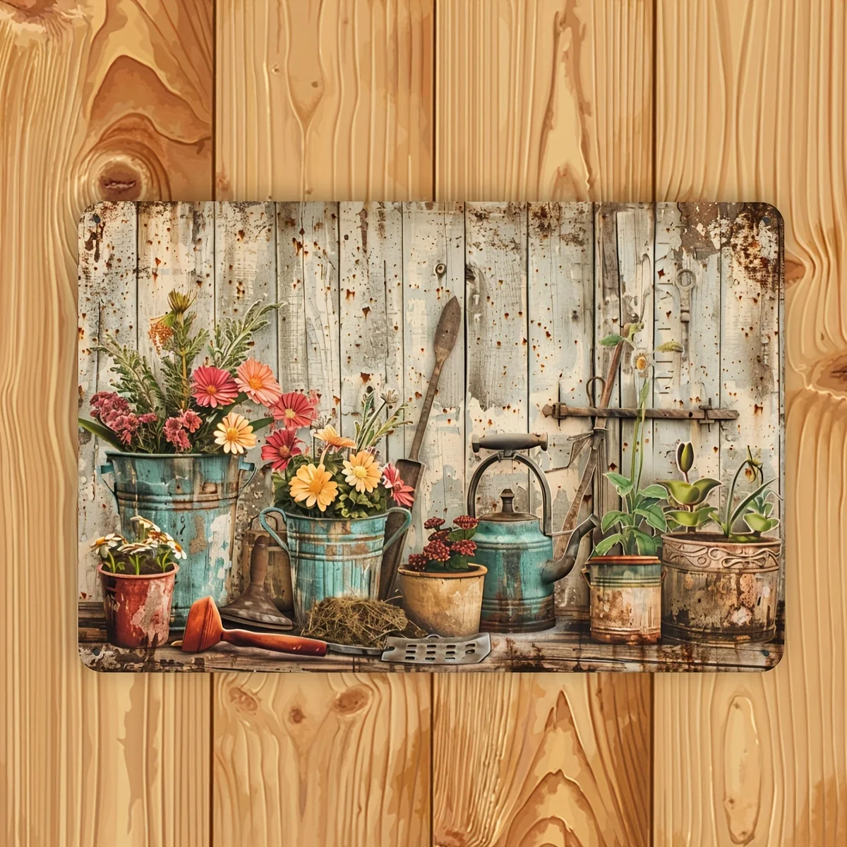 Placa de metal floral retro: adecuada para el hogar, la oficina, el bar, el caf es, la garaje y la biblioteca, la decoración interior y exterior -2D