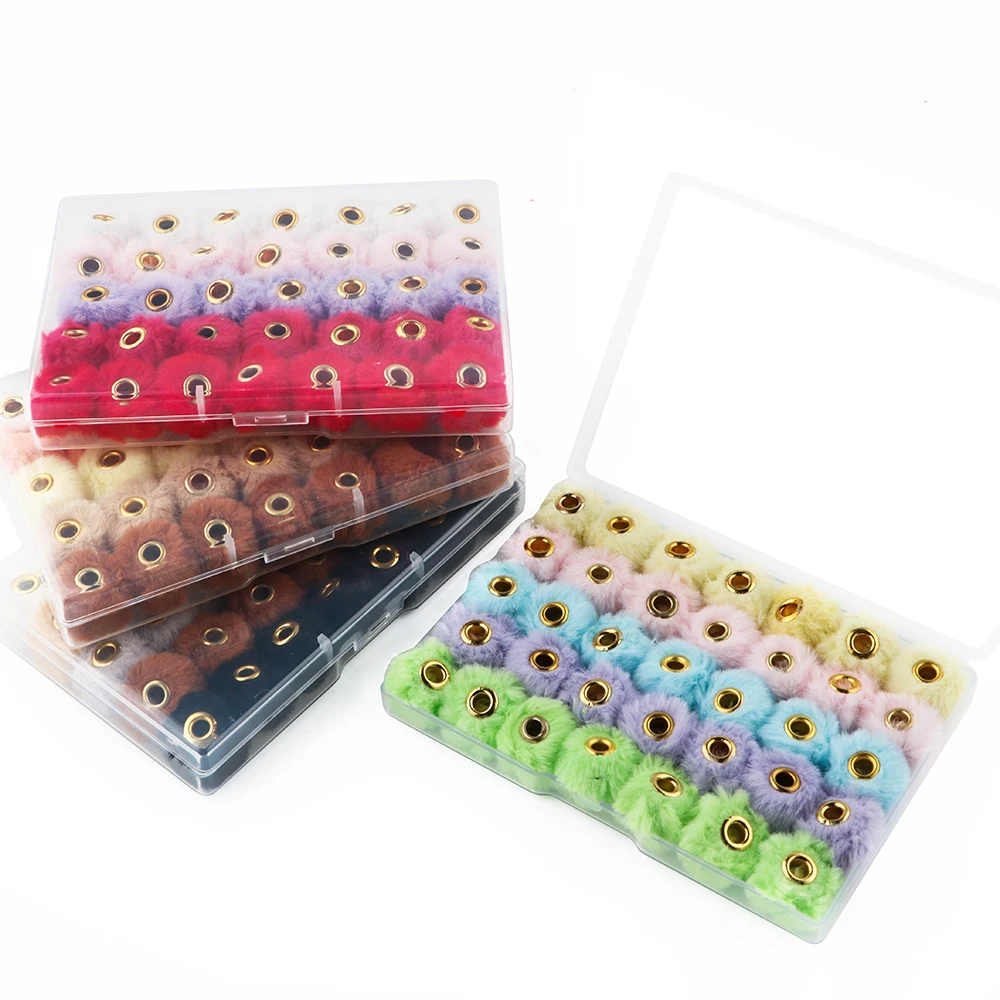 Kovict 35pcs/Box 20mm Plush Fur Covered Ball Beads Straight Hole Charms DIY Pompom Pendant Necklace Earrings For Jewelry Making