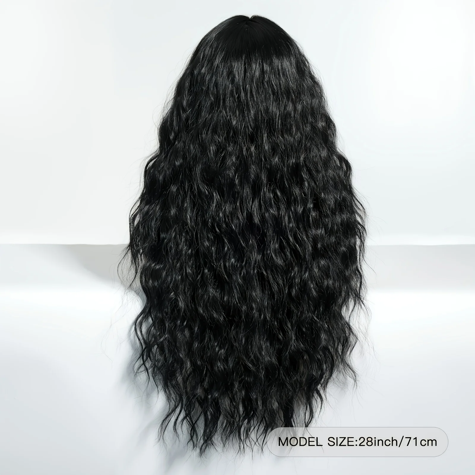 28-inch black long cornrow wig, natural curly wave synthetic wig made of heat-resistant synthetic fibers
