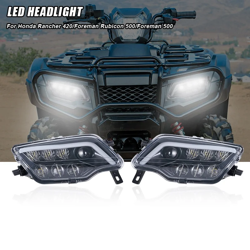 Driving lamp Black LED headlight with white angel for honda pioneer 500/700/1000