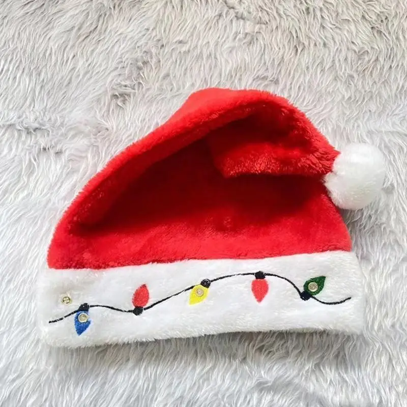 Plush Hat Christmas Santa Hat Soft Plush Luminous Party Hat Cosplay Props Novelty Festival New Year Hat