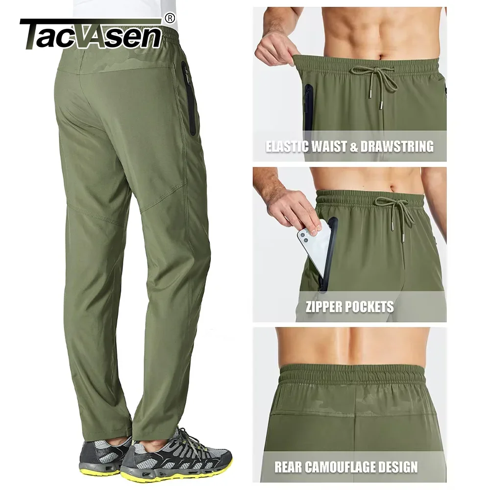 TACVASEN Mens Outdoor Pants Quick Dry Straight Running Hiking Pants Elastic Lightweight Yoga Fitness Exercise Sweatpants Joggers