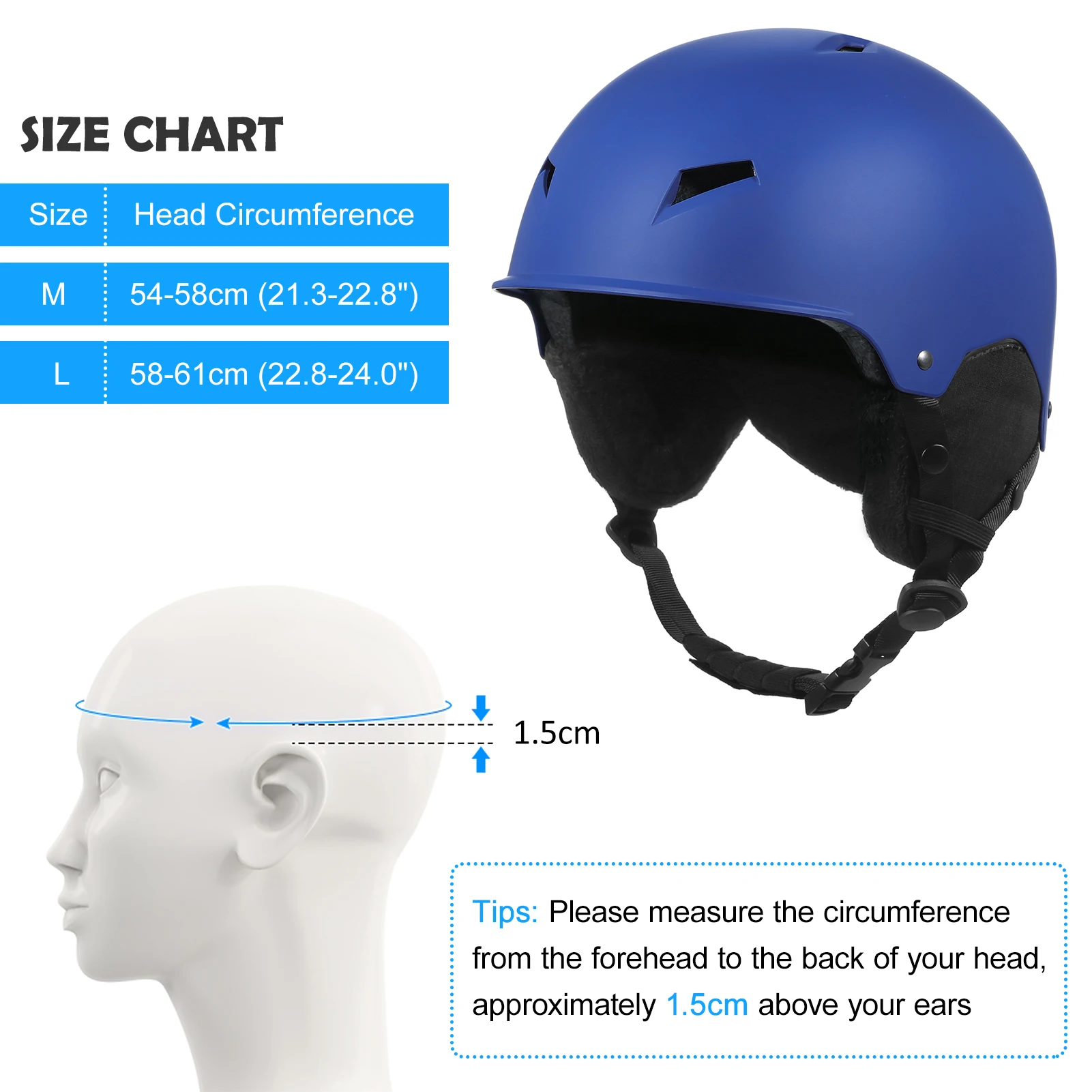 Snow Helmet with Detachable Earmuff Men Women Snowboard Helmet with Goggle Fixed Strap Safety Skiing Helmet Skiing Sports Helmet