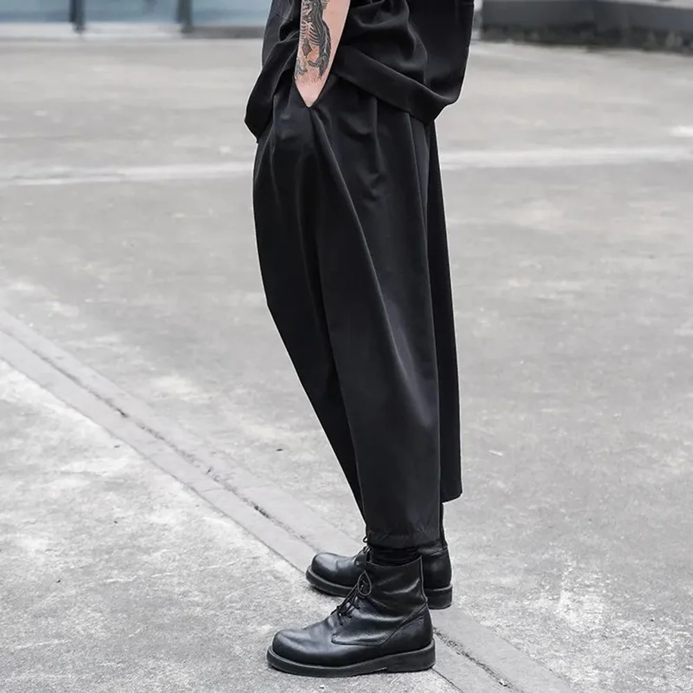 Gothic Y2k Culottes Button Irregular Casual Hakama Streetwear Personality Japanese Harajuku Culottes Men\'S Clothing Unisex 2024