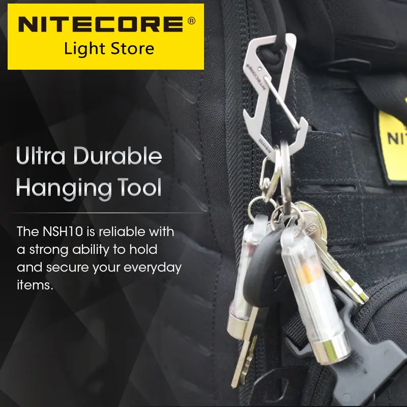 wholesale Nitecore NSH10 Multiuse Titanium Snap Hook 3 in 1 TC4 Bottle Opener Screwdriver Keychain Backpack EDC Hanging Tools