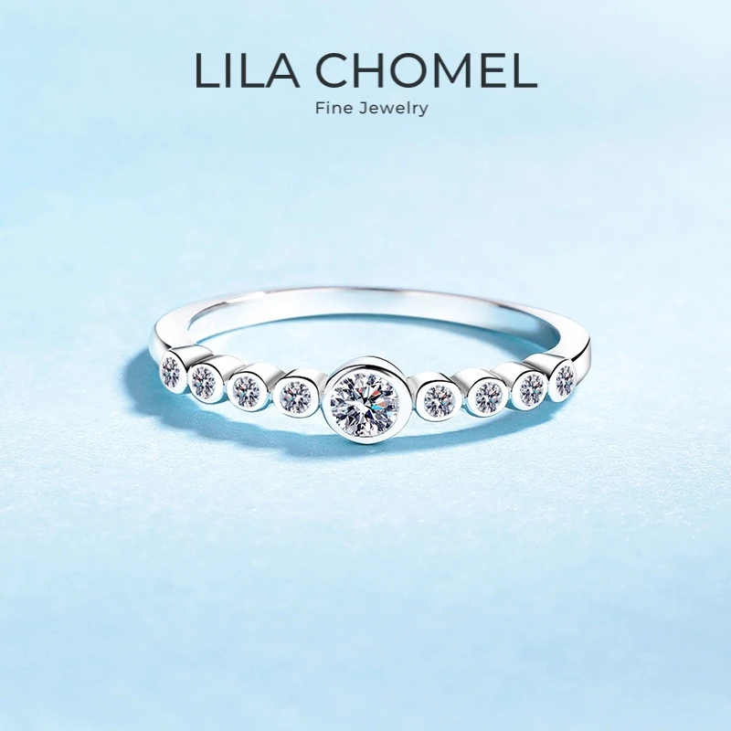 

Lover Valentine's Day 18K White Gold Women Wedding Bands 0.22CT Moissanite Diamond Girl Friend PT950 Platinum Wife Birthday Gift