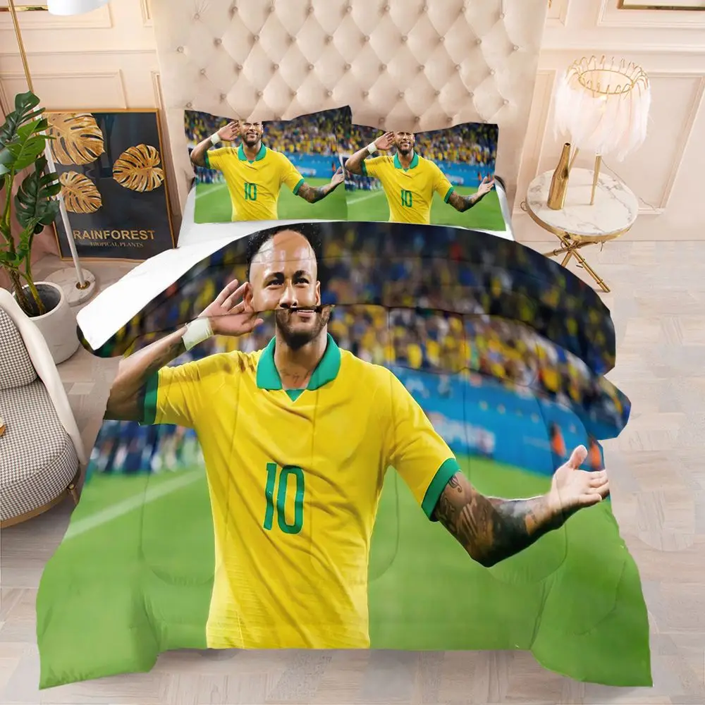 Yellow Green Jersey Athlete Print Comforter Set Quilt Bedding Set Pillowcase Sports Watch Room Party Decor Bedding Kit