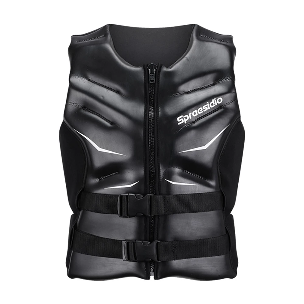 Leather Life Jacket for Men and Women, High-End Swimming Vest, Drifting Vest, Surf, Fishing, Black, High buoyancy