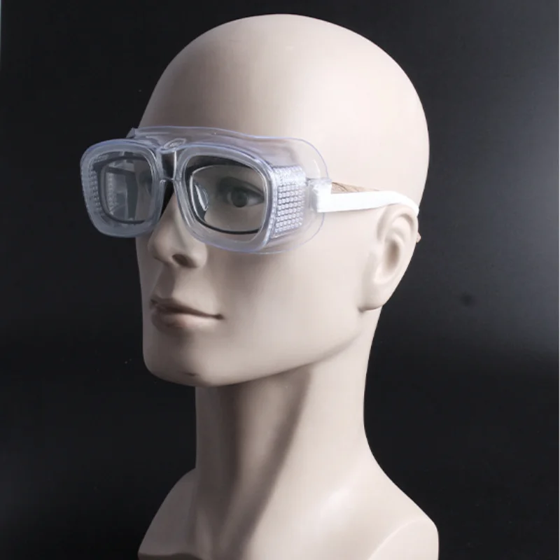 1Pc Clear Lightweight Prevent Saliva Anti Fog Safety Goggles with Breathable Holes Eye Protection White Adjustable Strap