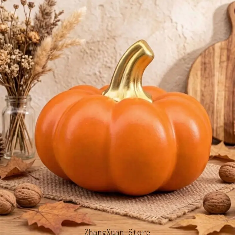 Herbstliche Tisch-Kürbisdekoration aus Kunstharz für den Ernte- und Erntedank-Partytisch 3XUF – Detail 5