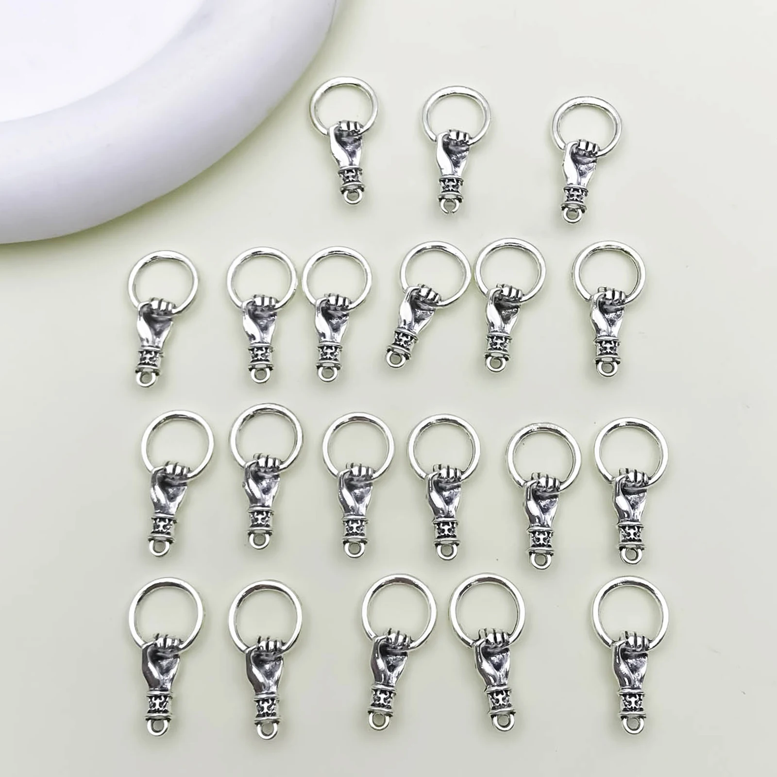 5/10/20/50 sztuk/paczka Grip Hoops ręcznie kreatywne Charms stop cynkowy starożytna srebrzysta biżuteria złącza moda do tworzenia biżuterii