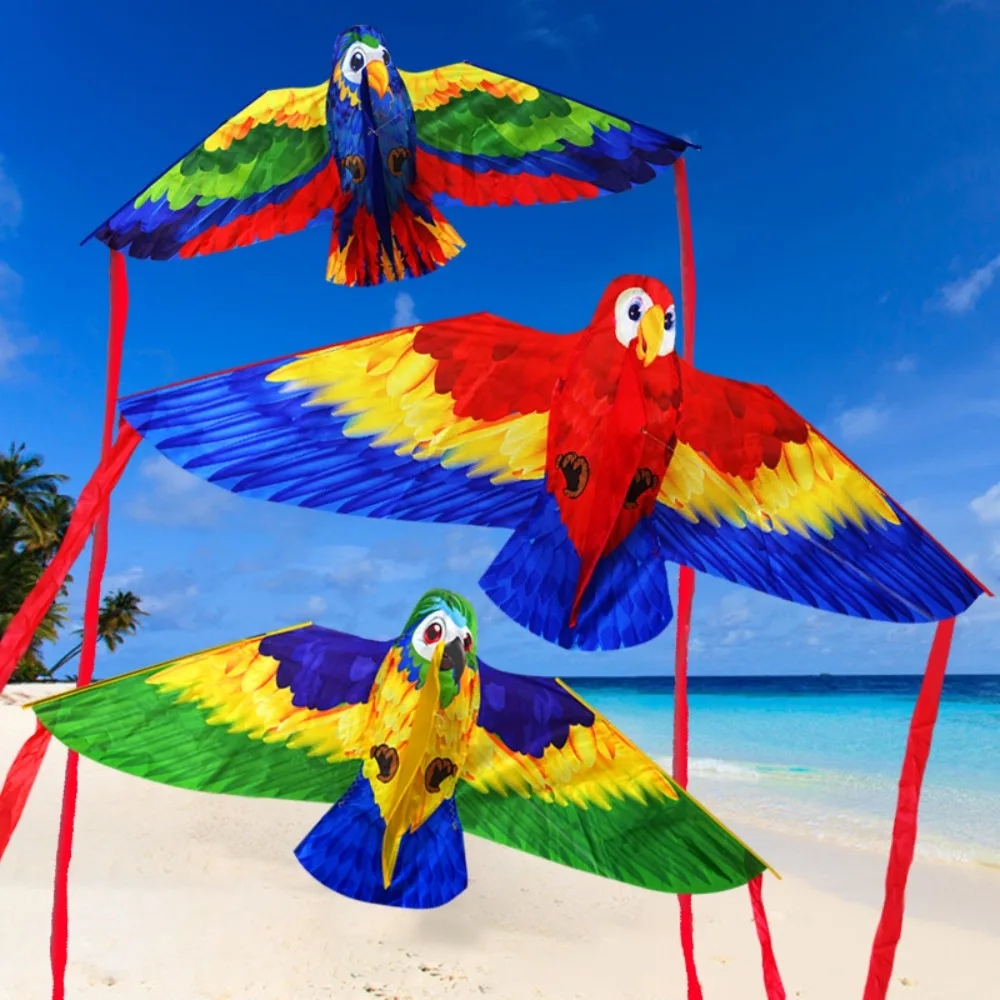 New Good Flying Bird Parrot Kite 50 Meter Kite Line Long Tail Children's Kite Colored Gift 1M Cartoon Kites Family Trips