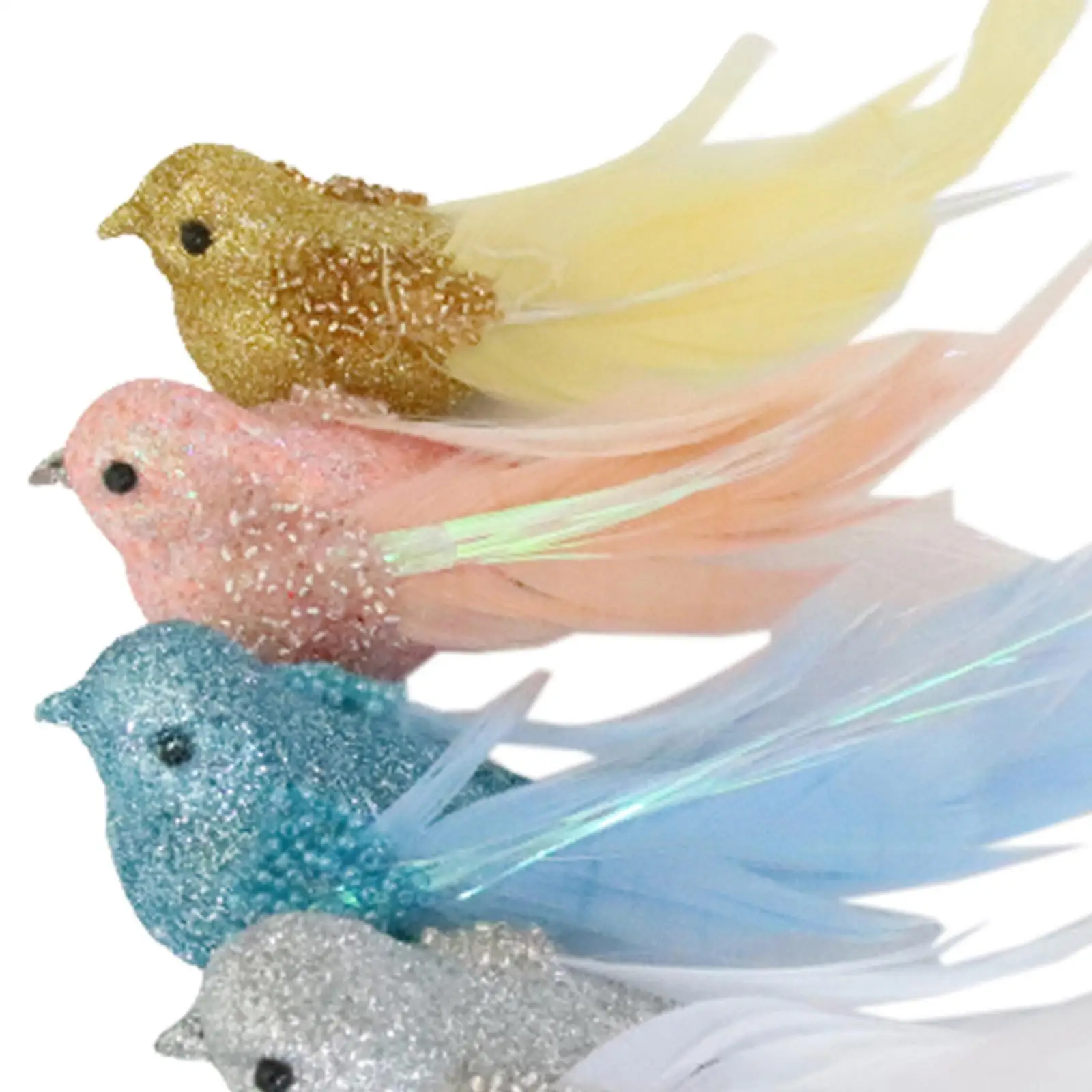 4Pcs Artificial Birds Lifelike Feathered Birds Simulation Foam Birds for Garden DIY Crafts Floral Arrangement Decoration