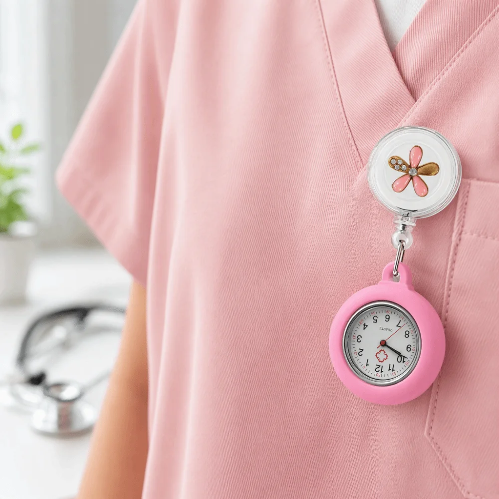 Retractable Badge Reel Retractable Nurse Watch Decorative Pendant Anti-Lost Retractable Pocket Watch Practical Nurse Watch
