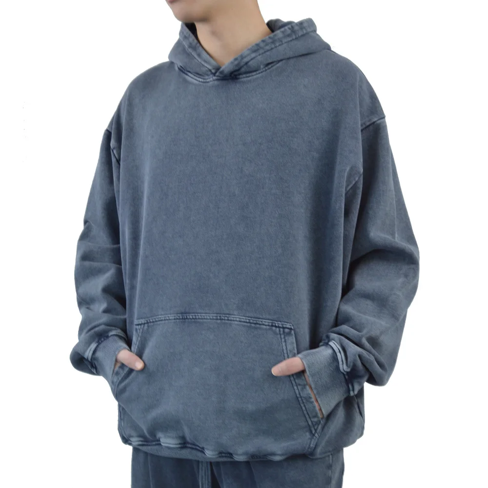 ハイエンド Y2k 新しいパーカー & スウェットメンズデニム長袖ストリートプルオーバーフード付きパーカーアウトドアカジュアル固体トップス