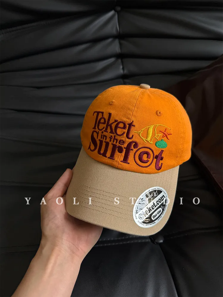 American Retro Embroidery Showing Face Small Baseball Hat Female and Male 2026 New Outdoor Sunshade Cap