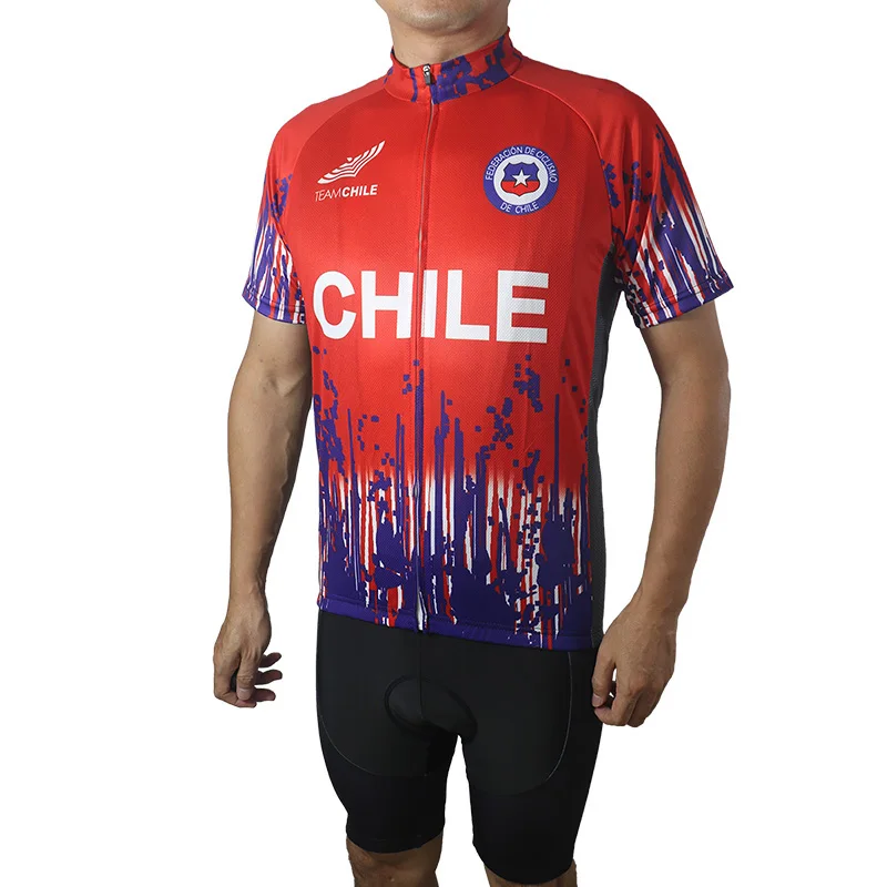 Outdoor MTB Short Sleeve Cycling Jersey, Chile Bicycle Shirt, Bike Kit Wear Clothes, Pro Team, Motocross Mountain Jacket, Tight