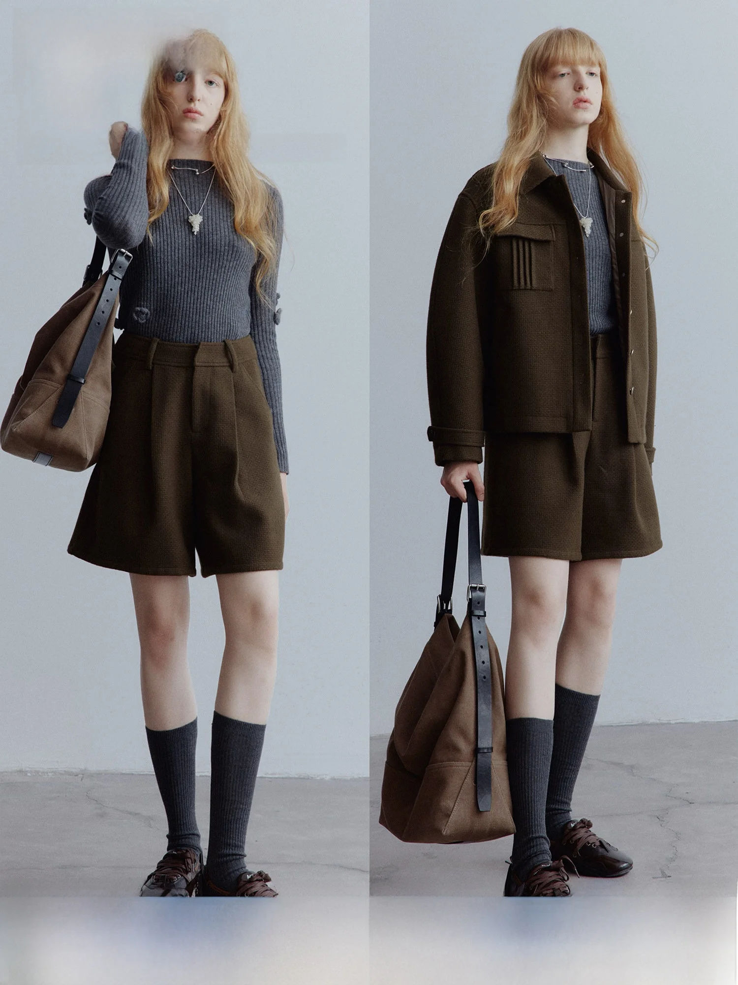 

Fussed Rebellious Miss Circle Woolen Trouser orts Fing Brown Boys Fake orts Commute Sle Straight Leg Pants