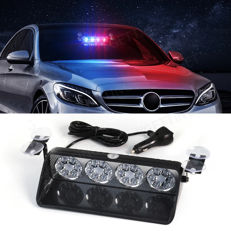 Car Strobe Warning Light For Vehicle Truck Motorcycle 24 LED Emergency Flasher Lights Police Lamp Red Blue Yellow White 12-24V