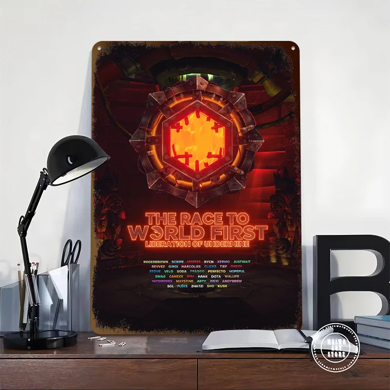 Race to World First Portal With Roster Metal Poster Customized Wall Art Retro Vintage Tinplate Signs for Home and Decoration