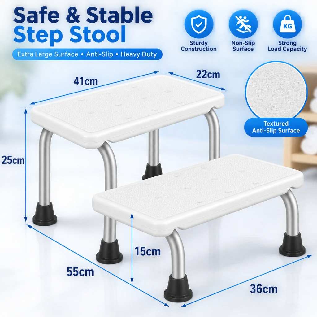 Height Adjustable Aluminum Bath Chair Elderly Safety Seat with Armrests Non-Slip Self-Draining Shower Bench for Bathtub