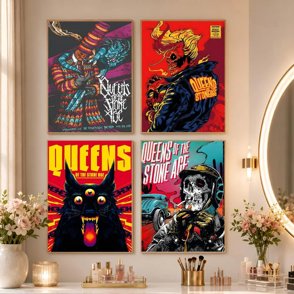 Rock Band Queens Of The Stone Age Poster Matte Self-Adhesive Wall Art Print Living Room Bedroom Home Wall Decor