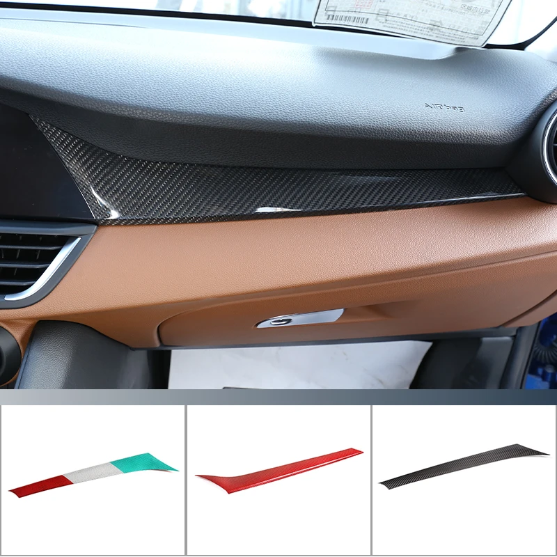 Real Carbon Fiber Car Console Glove Box Panel Cover Trim Strip For Alfa Romeo Giulia 2017 2018 2019 2020 Interior Accessories