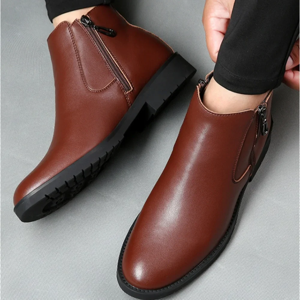 Men Boots Autumn and Winter Ankle Boots Men\'s Cotton Shoes Cowhide High Top Casual Shoes Man Leather Shoes Men\'s Shoe