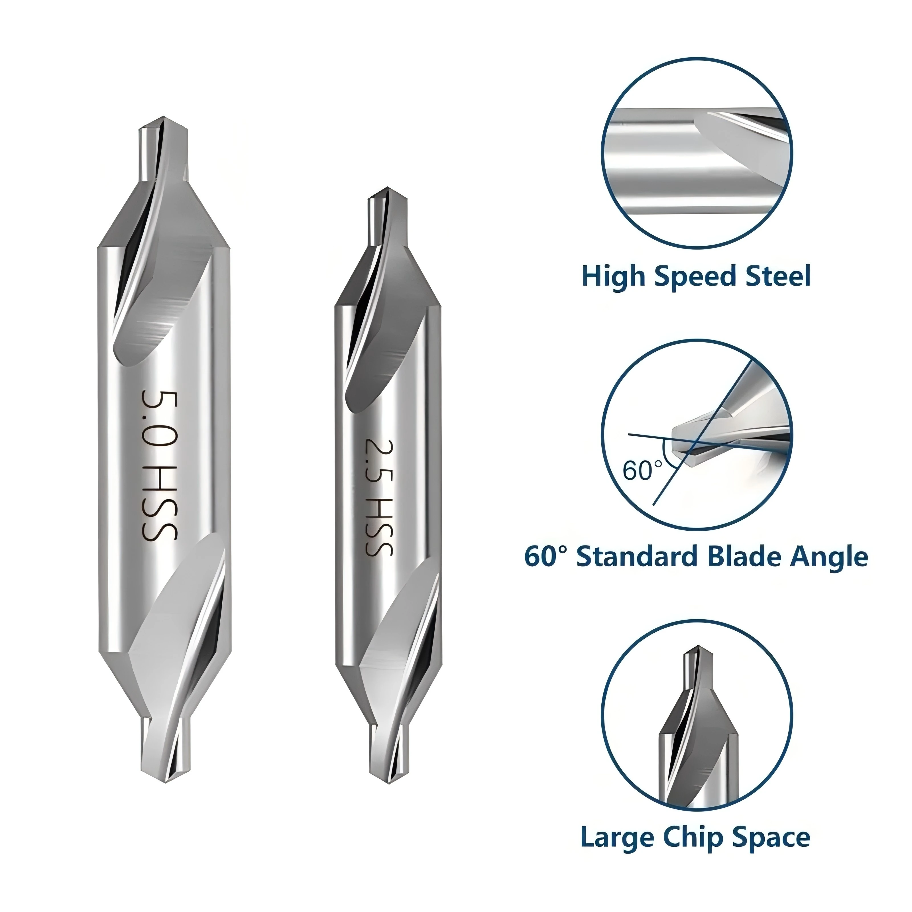 HSS Zentrierbohrer-Set 1,0/1,5/2,0/2,5/3,5/5/6mm Senkerbohrer 60 Grad TiN-beschichtet Kombinierte Zentrierbohrer für Metall – Detail 2