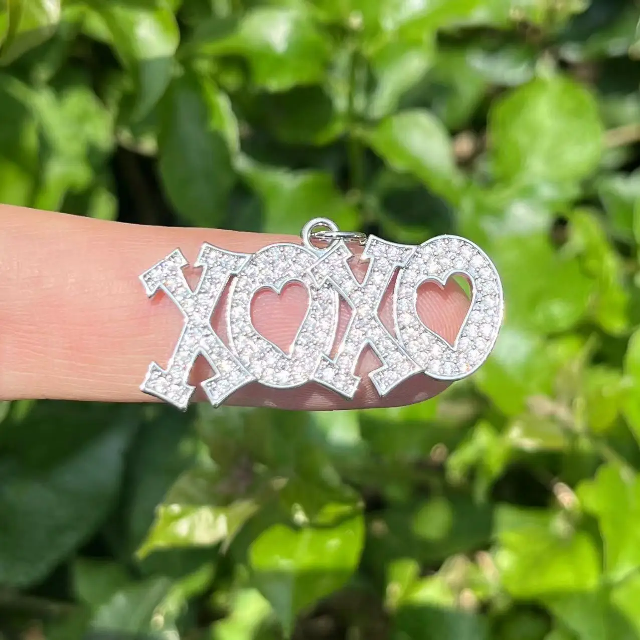 5pcs Zirconia Paved Love and Hug Charms 30x16mm for DIY Bracelets