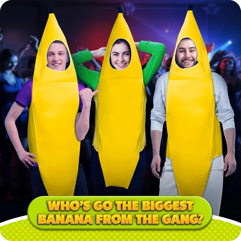 Zadin Banana Costume Adult Suit, Crazy Funny Banana 2026 Halloween Costume for Men Women Teen, Silly Peely Banana Hat Fruit view 4