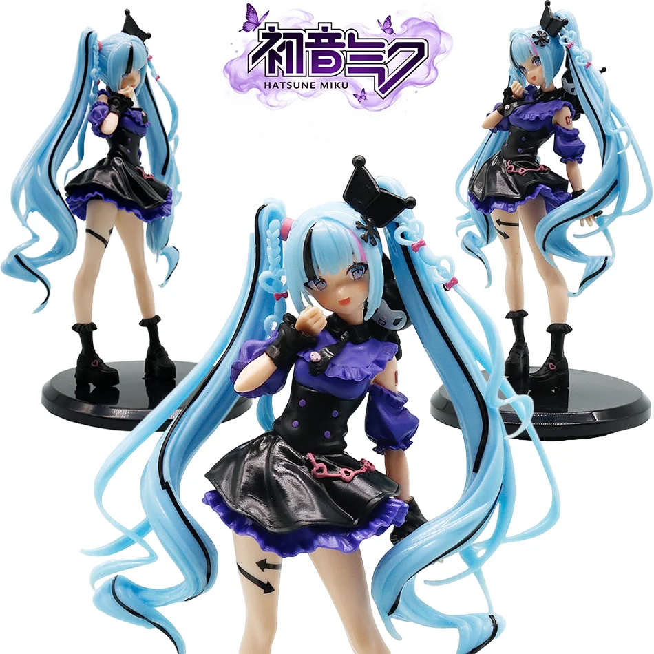 Image of Neue 19cm FuRyu Trio-Try-iT Hatsune Miku Snow Miku x Kuromi Figur Anime Figurine PVC Spielzeug Geschenke Sammlungen