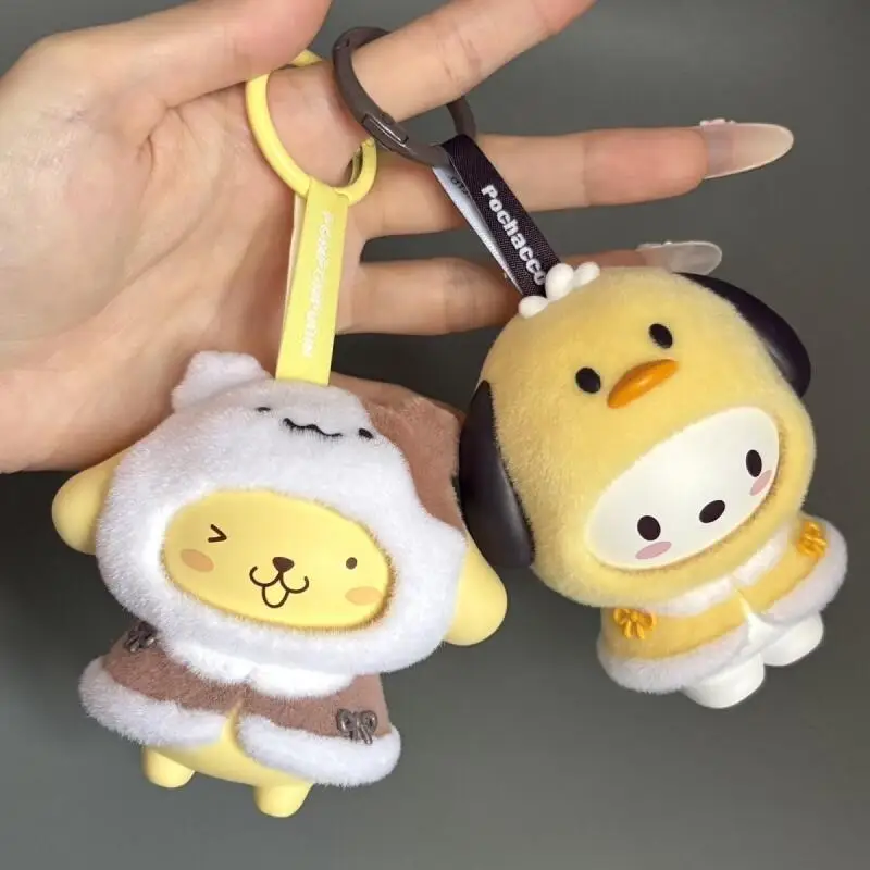 

Sanrio Hello Kitty Little Twinstars Cloak Flocking Doll Keychain Changeable Face Cartoon Schoolbag Zipper Ornament Birthday Gift