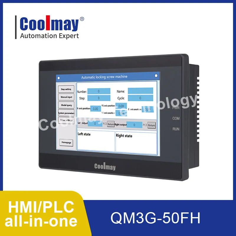 12 DI 12 DO Relay Integrated HMI PLC Controller 5 inch coolmay 4-20 mA hmi plc 2 in 1 machine