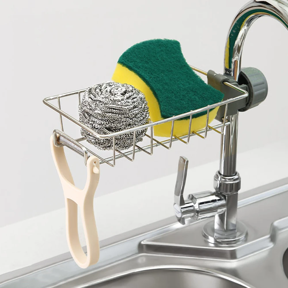 Hanging Faucet Rack Adjustable Height Flexible and Rotatable Kitchen  Sink Drain Holder Suitable for Soap Sponges Brushes