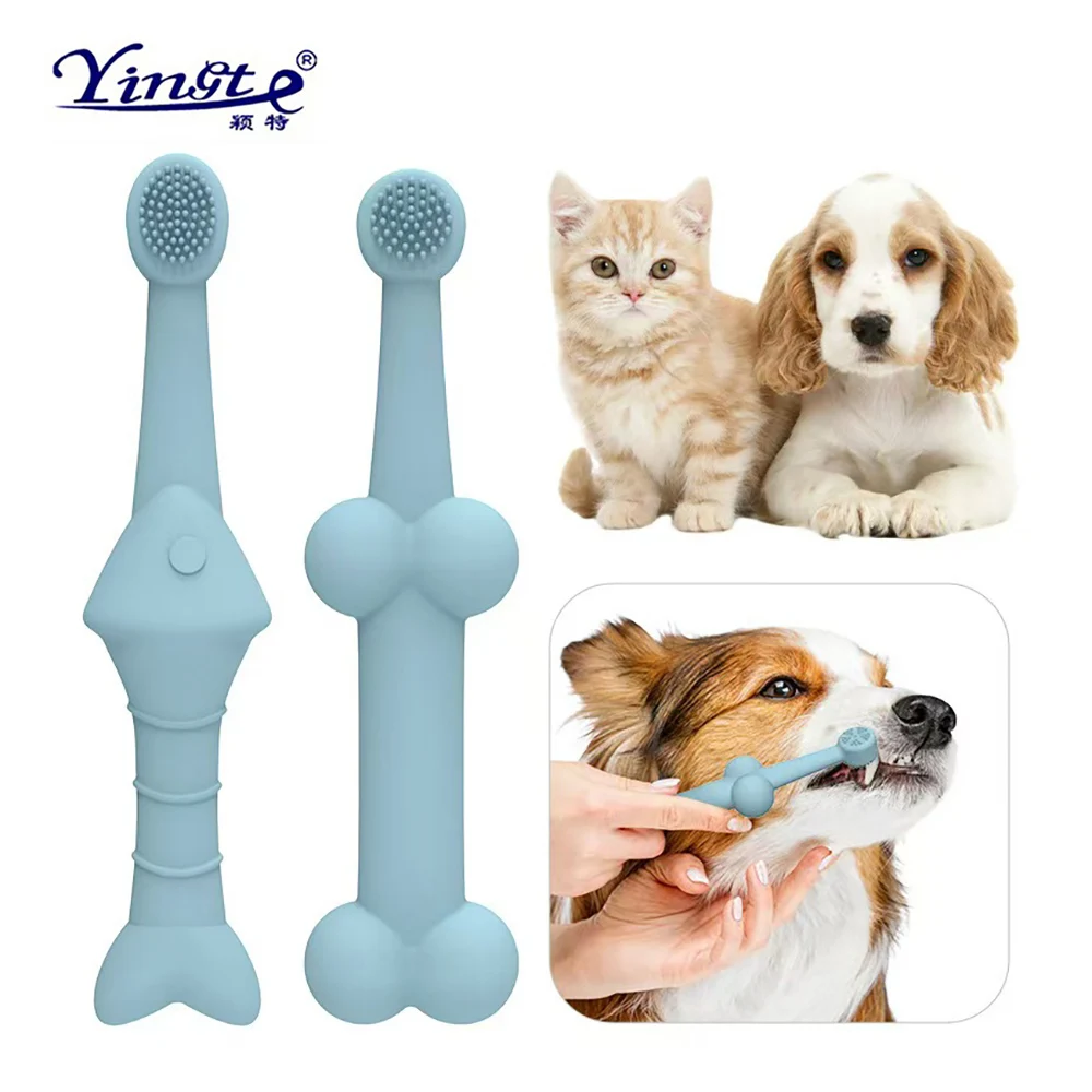 2Pcs Pet Specific Toothbrush Multifunctional Silicone Soft Non-Slip Durable Cat/Dog Teeth Beauty Care Cleaning Toothbrush Auit