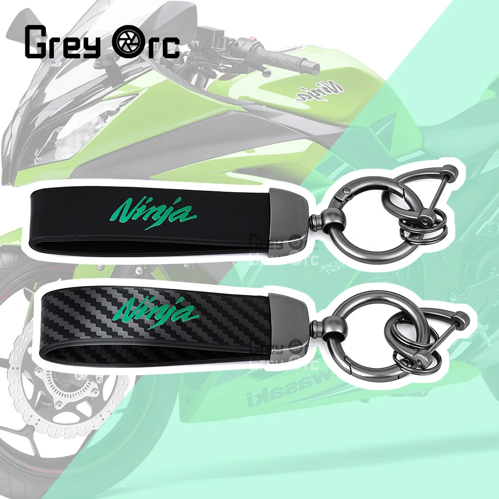 Motorcycle Keychain Personalized Leather Key Chain Splicing Waist Hanging Key Ring For KWASAKI NINJA 250 300 ZX10R ZX12R ZX14R