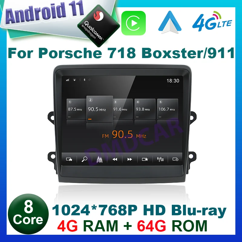 Android 11 GPS Navigation Multimedia Video Player Carplay Car Radio Streeo Screen 4G For Porsche 718 Boxster 911 2012-2021 HD