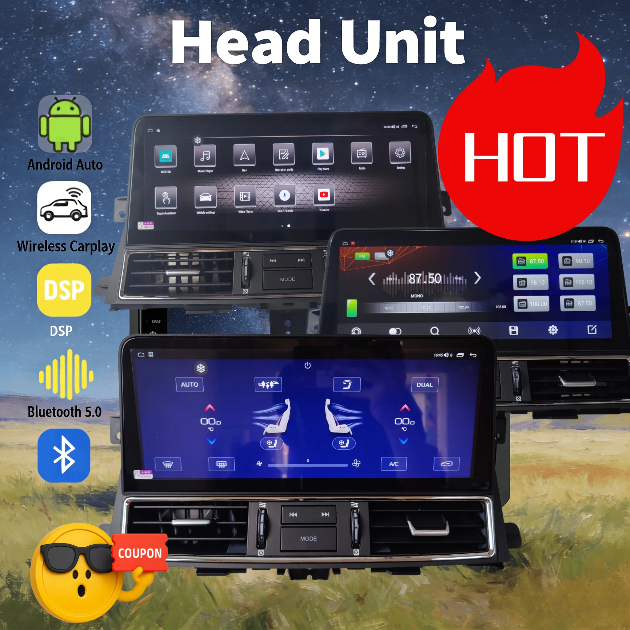 Touch Screen For Nissan Patrol Armada Y62 Infiniti QX80 2010-2023 Android 14 Car Multimedia Radio GPS 4G WiFi CarPlay Head Unit