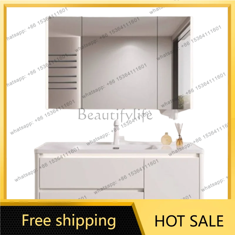 YJ White Drawers Cupboard Modern Luxury Partitions Display Toilet Mirror Storage Bathroom Cabinet Organizer Gabinete Room Furnit