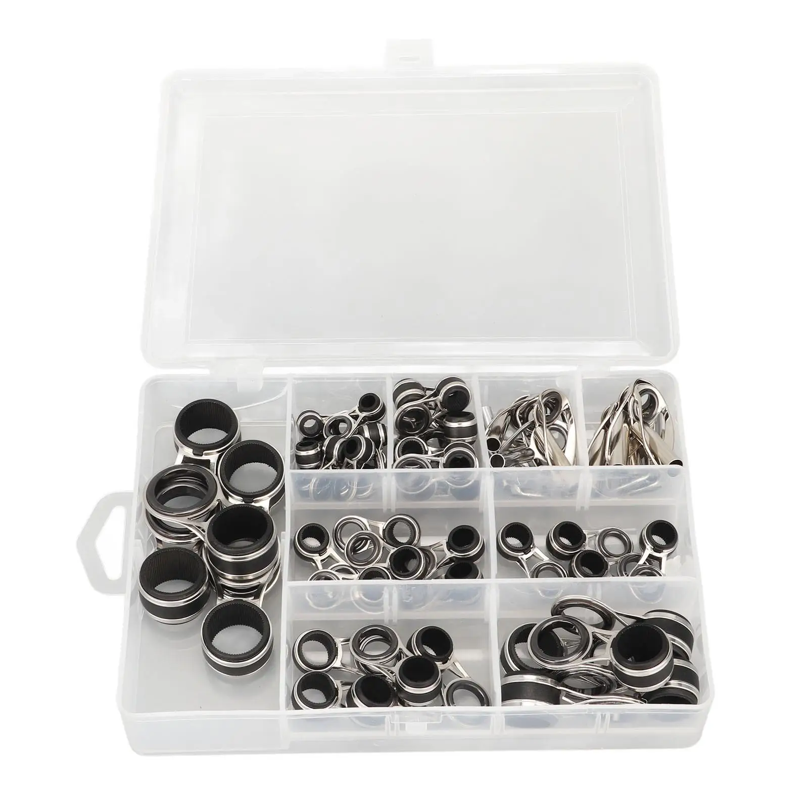 

55Pcs Stainless Steel Ceramic Fishing Rod Guides Set - 9 Different Sizes Tip Rings