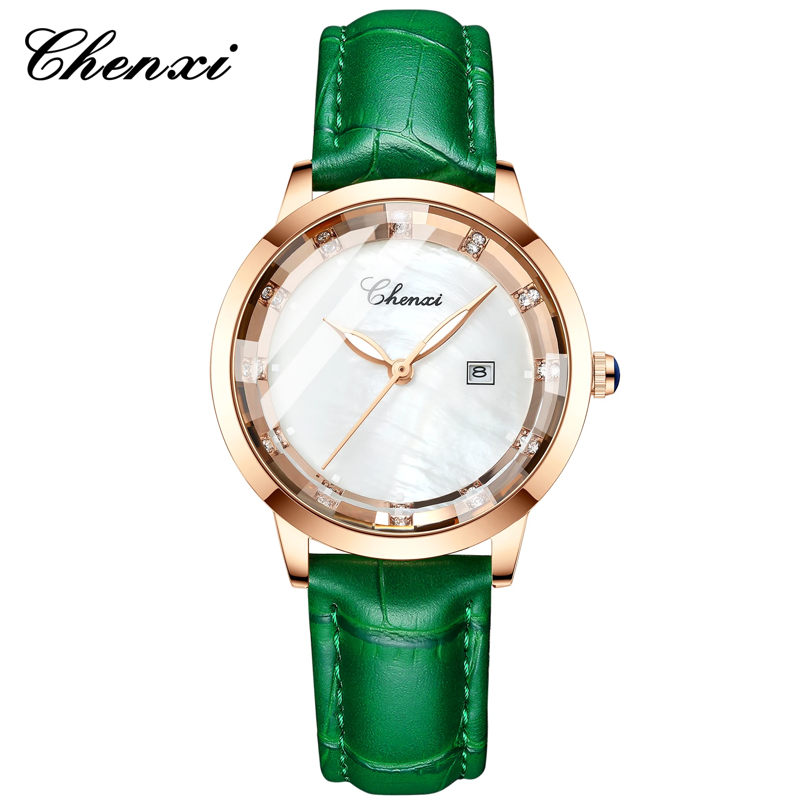 Chenxi-レディースクォーツ時計、レディースウォッチ、防水、日付、腕時計、ガールフレンド、恋人のギフト、レディースウォッチ、サイズ317