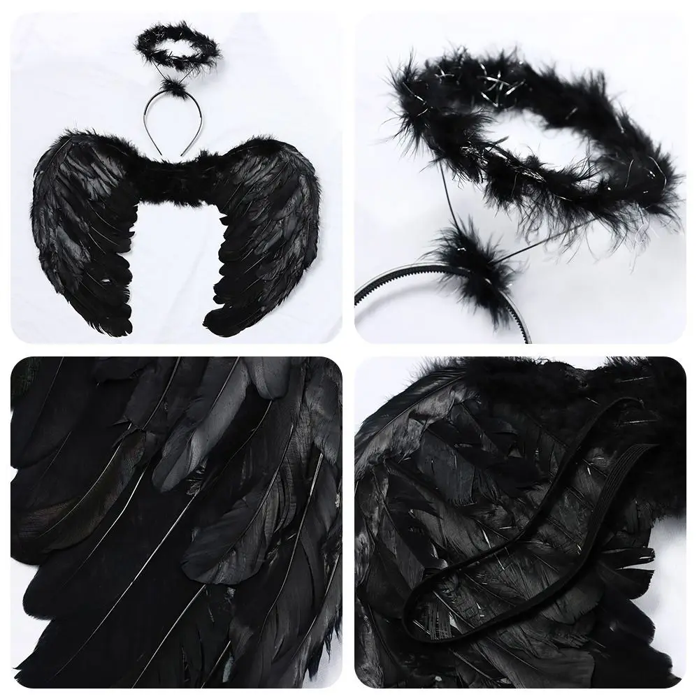 Fashion Feather Feather Wings 55x40CM Wings Angel Wings & Halo Black White Red Pink Fancy Dress Props Adults&Kids