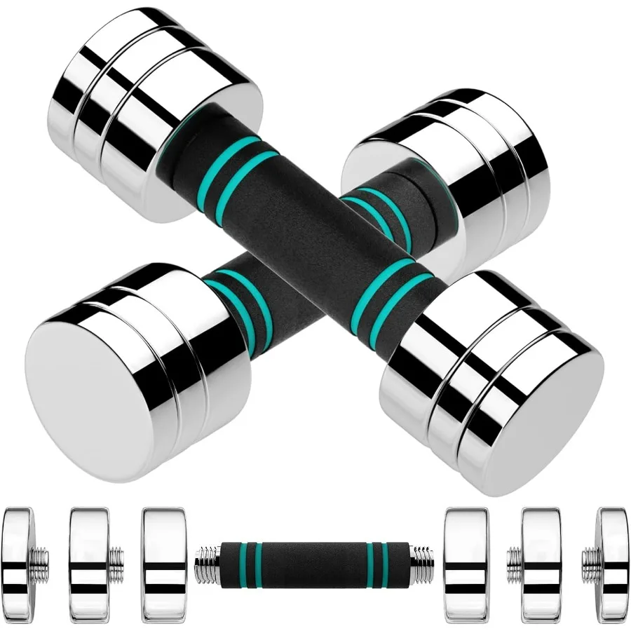 

Набор стальных регулируемых гантелей из 2 шт., набор гантелей без грузов 5 фунтов, нескользящая и удобная ручка из пенопласта, регулируемые гантели W