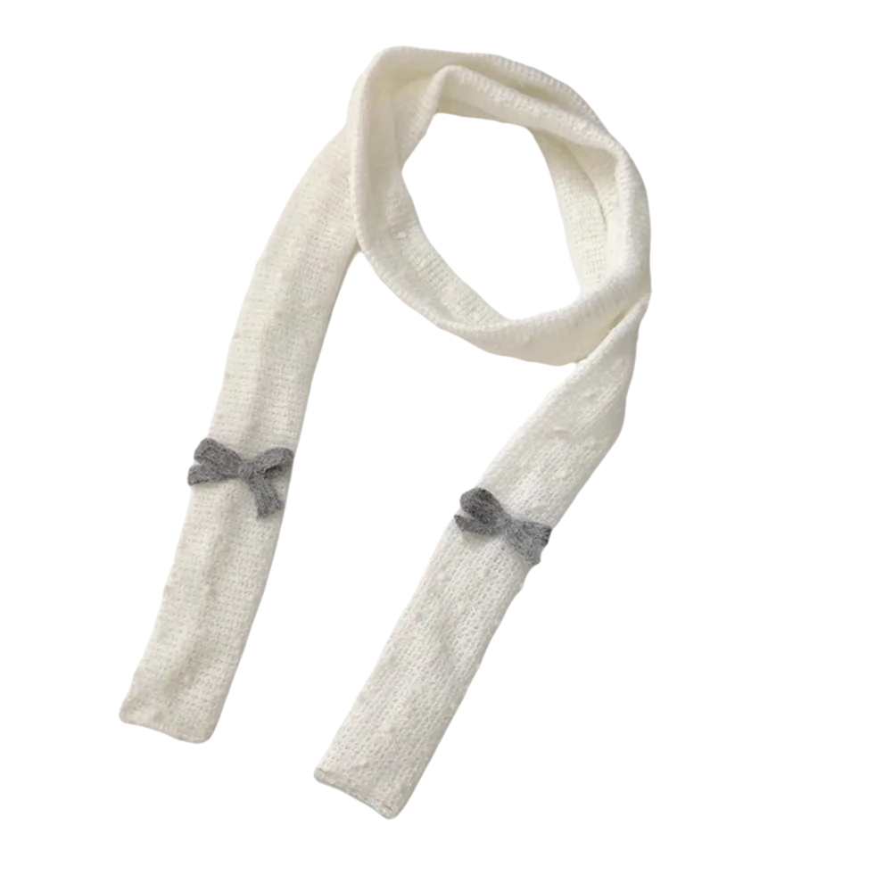 

Simple Polka Dot Bow Wool Shawl Y2K Harajuku Knitted Scarf Korean Style Dressing Decoration Long Narrow Scarves Streetwear